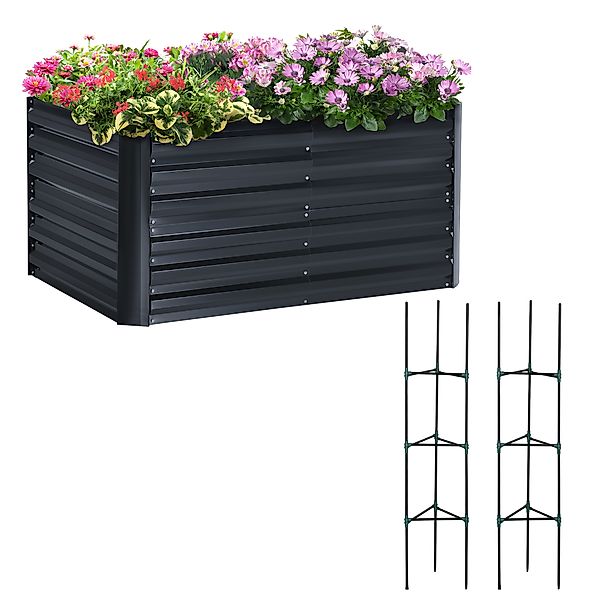 Outsunny Pflanzkasten mit Stützgitter 3-teiliges Hochbeet Set für Garten 12 günstig online kaufen