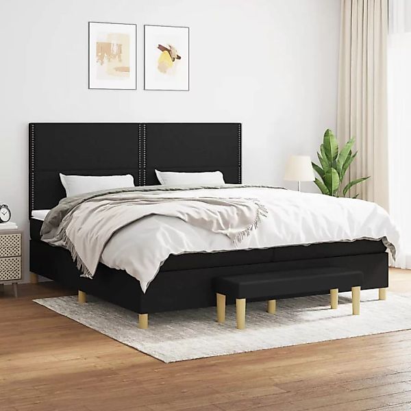 Vidaxl Boxspringbett Mit Matratze Schwarz 200x200 Cm Stoff günstig online kaufen