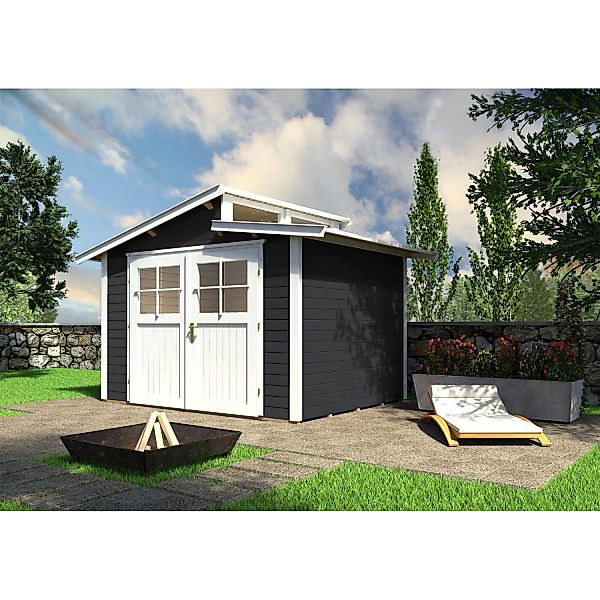 Weka Holz-Gartenhaus Anthrazit Pultdach Lasiert 231 cm günstig online kaufen