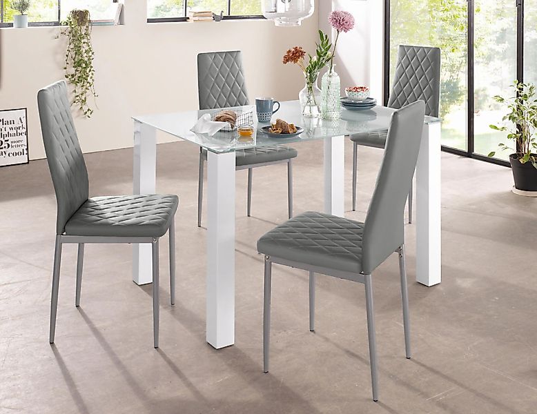 INOSIGN Essgruppe Set, 5 Stk. tlg. mit Glastisch, Breite 120 cm günstig online kaufen