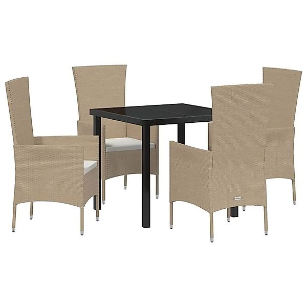 vidaXL Garten Essgruppe mit Kissen 5-Tlg Beige Poly-Rattan 3379458 günstig online kaufen