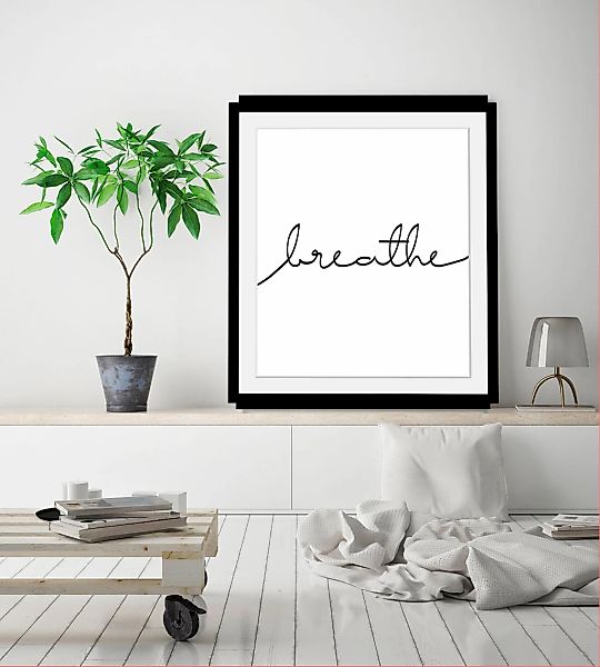queence Bild »Breathe«, Schwarz-Weiß-Schriftzug-Motivationsbilder-Spa-Spa B günstig online kaufen