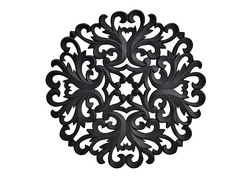 Bali-Homedecor Wanddekoobjekt Wandbild Blumen Dekor aus Mangoholz schwarz 4 günstig online kaufen