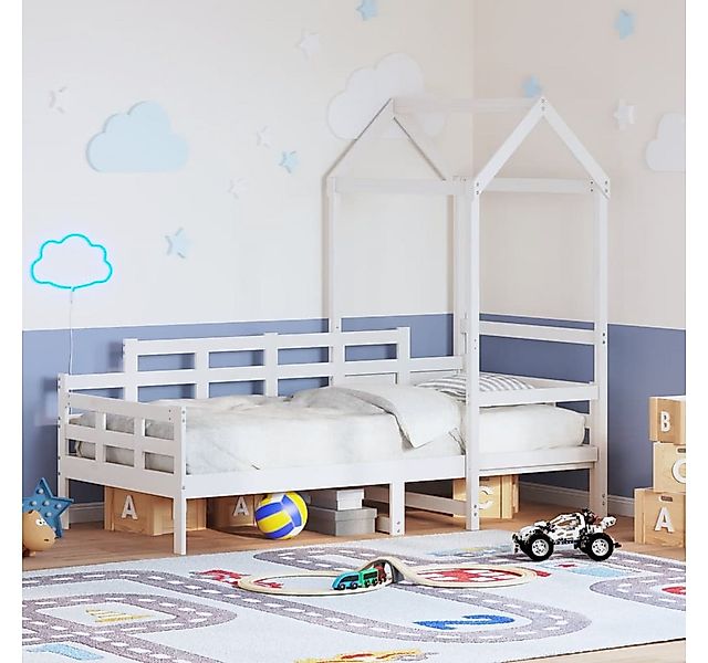 vidaXL Bett, Tagesbett mit Dach Weiß 80x200 cm Massivholz Kiefer günstig online kaufen