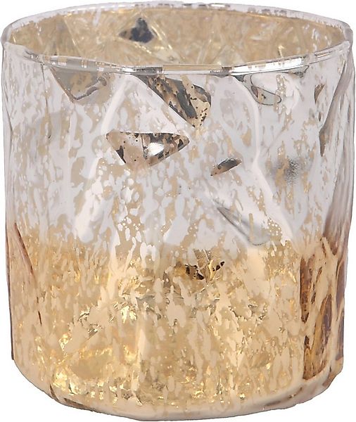 Trend Line Windlicht Windlicht Glas Ø 9 x 9 cm gold weiß günstig online kaufen