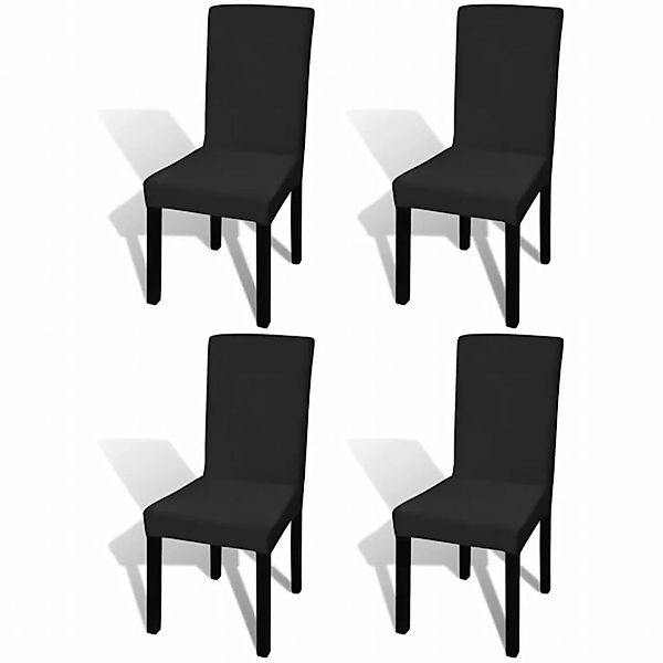 Gerader Stretch Stuhlbezug 4 Stück Schwarz günstig online kaufen