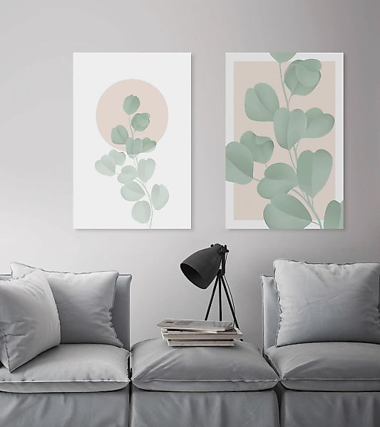 queence Leinwandbild "Blätter rosa Kreis", Blumen-Blumenbilder-Blätter-Blät günstig online kaufen