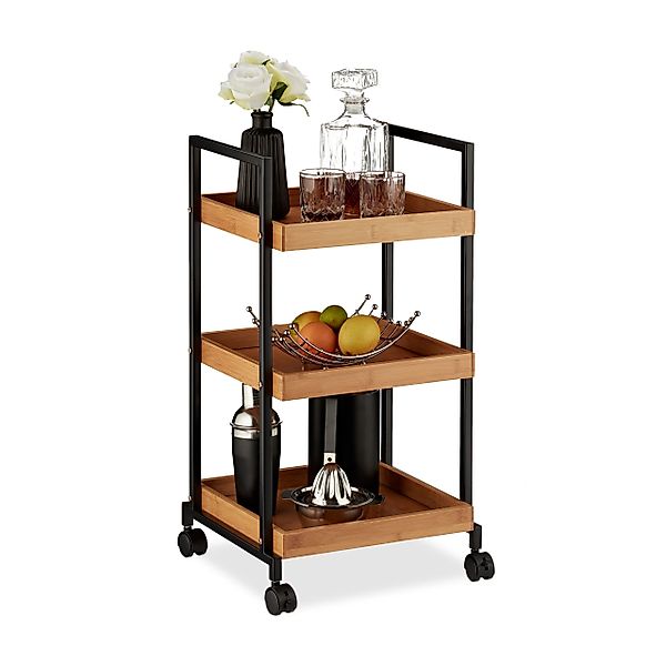 relaxdays Servierwagen Bambus mit 3 Etage günstig online kaufen