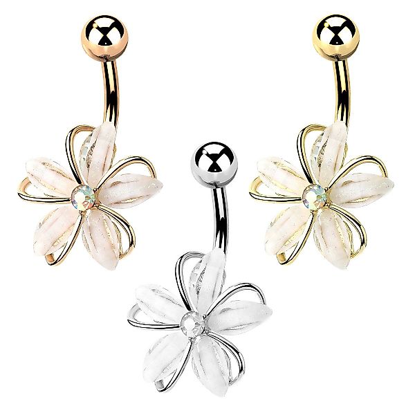 Taffstyle Bauchnabelpiercing Bauchnabelpiercing Zirkonia Kristall Blume günstig online kaufen