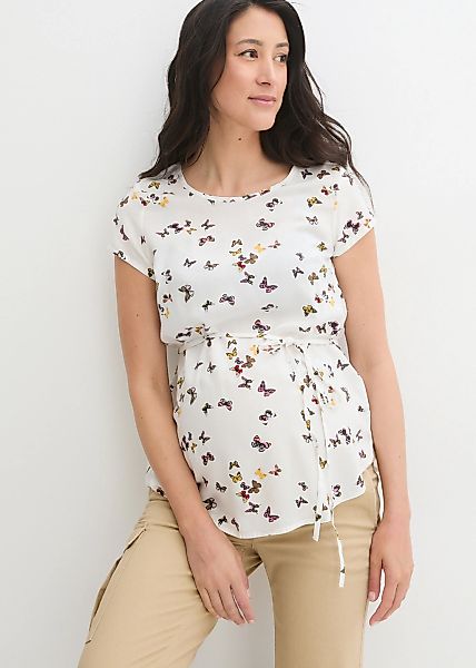 bonprix Umstandsbluse figurumspielende Passform, mit kurzem Arm, mit Bindeb günstig online kaufen