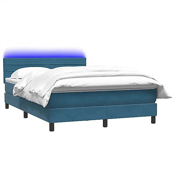vidaXL Boxspringbett mit Matratze & LED Dunkelblau 140x210 cm Samt 3316981 günstig online kaufen