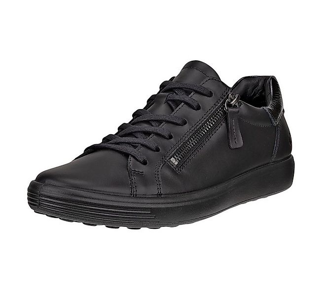 Ecco Soft 7 Side Zip Lace (Premium-Vollnarbenleder) schwarz Damen Sneaker günstig online kaufen