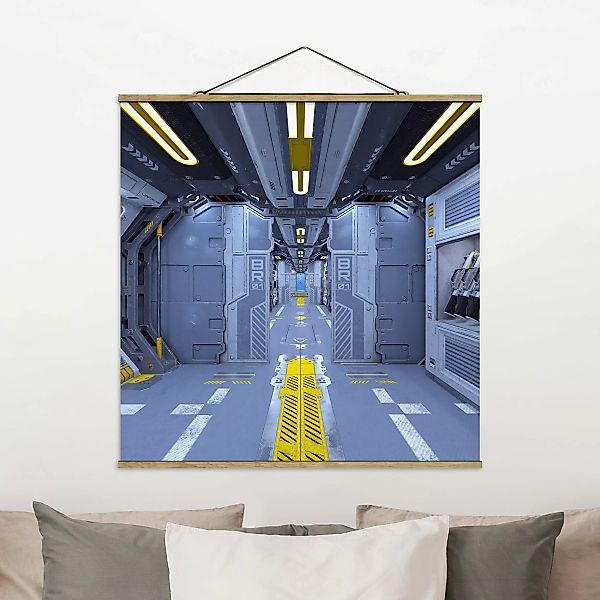 Stoffbild mit Posterleisten Sci-Fi Raumschiff Innenraum günstig online kaufen