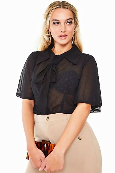 Voodoo Vixen Blusenshirt Flutter Sleeves Bow Black Chiffon günstig online kaufen