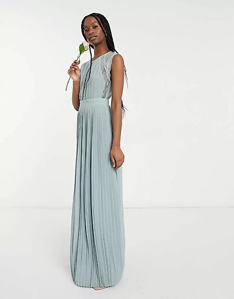 TFNC – Maxi-Brautjungfernkleid mit Spitzeneinsatz und tiefem Ausschnitt vor günstig online kaufen