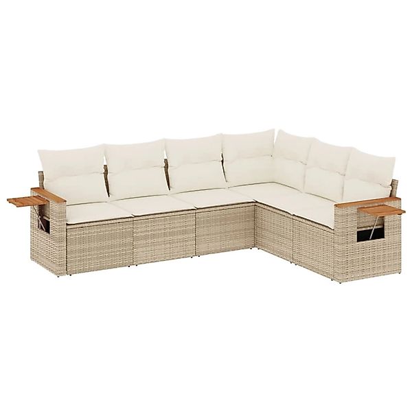 vidaXL 6-Tlg Garten-Sofagarnitur mit Kissen Beige Poly Rattan 3226842 günstig online kaufen