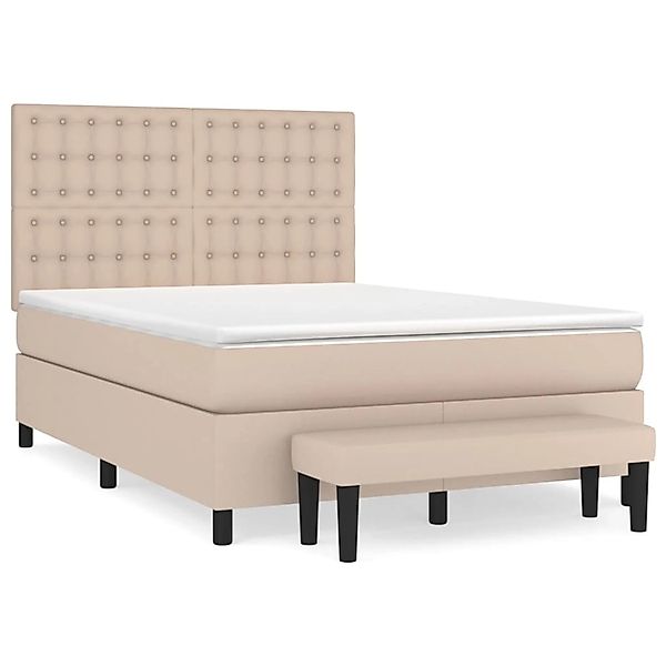 vidaXL Boxspringbett Matratze Cappuccino-Braun 140x200cm Kunstleder1466486 günstig online kaufen