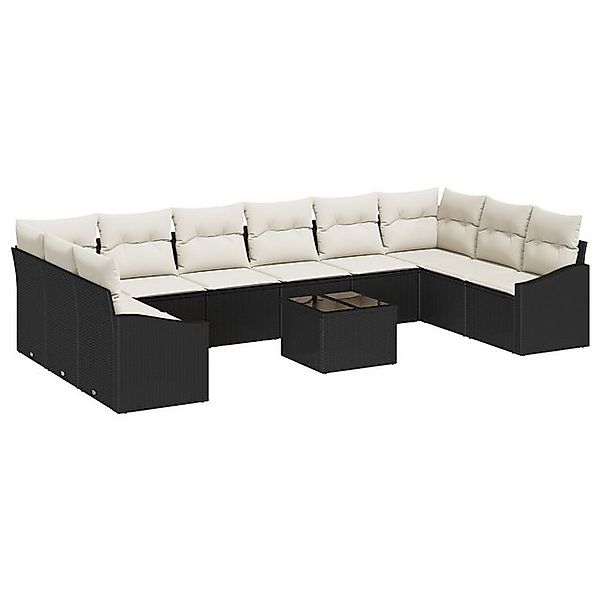 vidaXL Loungesofa 10-teiliges Garten Sofa Set mit Kissen Braunes Poly Ratta günstig online kaufen