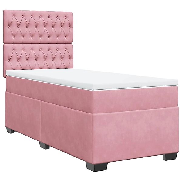 vidaXL Boxspringbett, Boxspringbett mit Matratze Rosa 90x190 cm Samt günstig online kaufen
