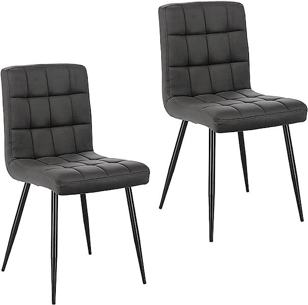EUGAD Esszimmerstuhl (2 St), Rückenlehne, Metallbeine, Sitzfläche aus Samt günstig online kaufen