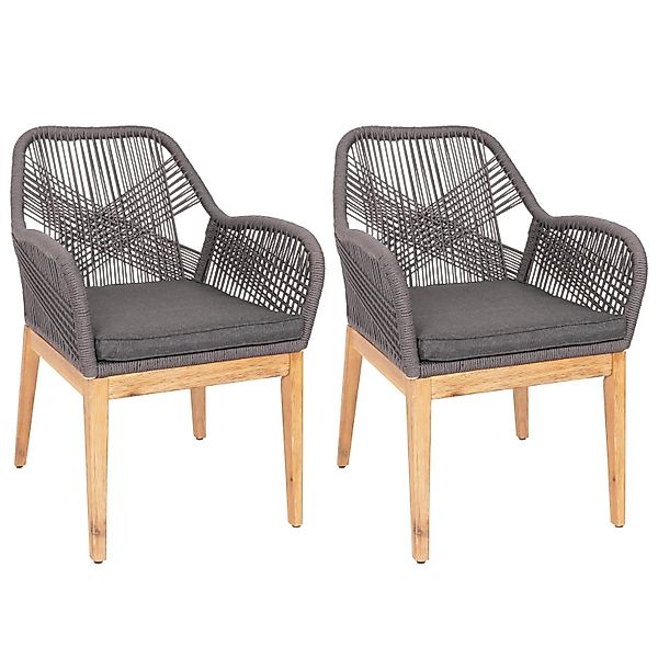 Proregal 2er-Set Gartenstuhl HxBxT 85x58x59 cm Sitzhöhe 47cm Wetterfest Sei günstig online kaufen