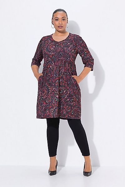 Ulla Popken Maxikleid Longshirt Paisley A-Linie V-Ausschnitt 3/4-Arm günstig online kaufen