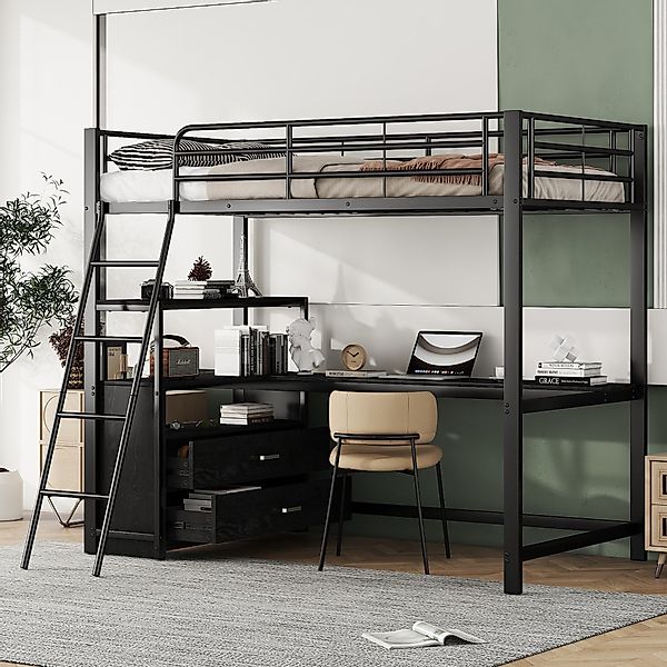 Flieks Hochbett Kinderbett Metallbett 90x200cm mit günstig online kaufen