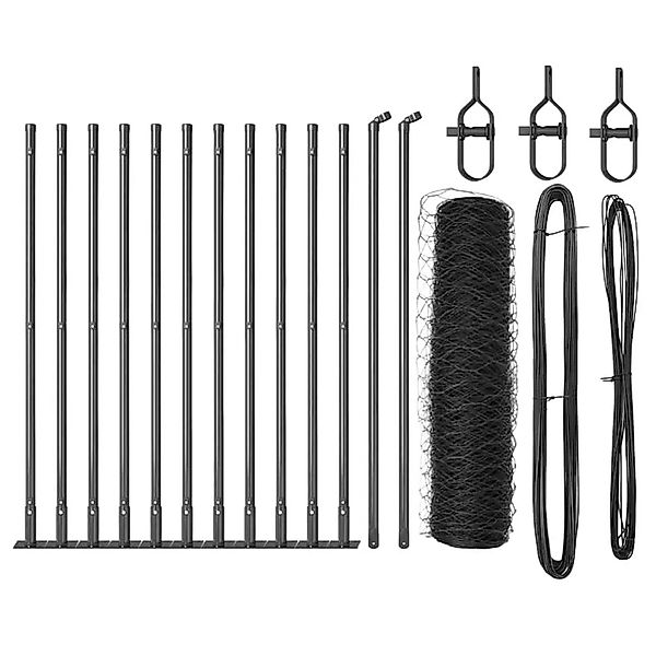 vidaXL Zaunpfosten Grau 25 x 0,6 m 36 mm Maschen Stahl und PVC 3353651 günstig online kaufen