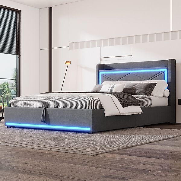 TavilaEcon Boxspringbett mit hydraulischen Hebevorrichtung & günstig online kaufen