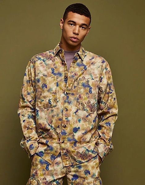 Topman – Hemdjacke mit abstraktem Military-Muster-Mehrfarbig günstig online kaufen