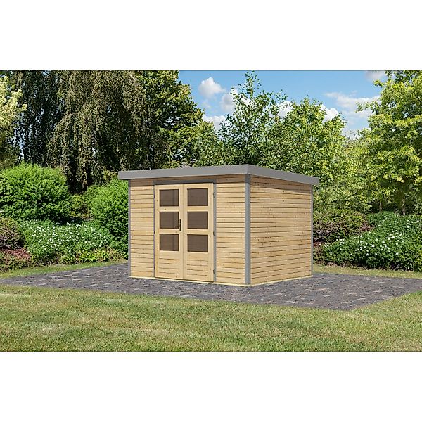 Karibu Gartenhaus Diego 4 A Naturbelassen/Graualuminium 209 x 298 x 213 cm günstig online kaufen
