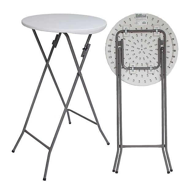 TRUTZHOLM Stehtisch Durchmesser 60cm Klappbar Partytisch Weiß günstig online kaufen