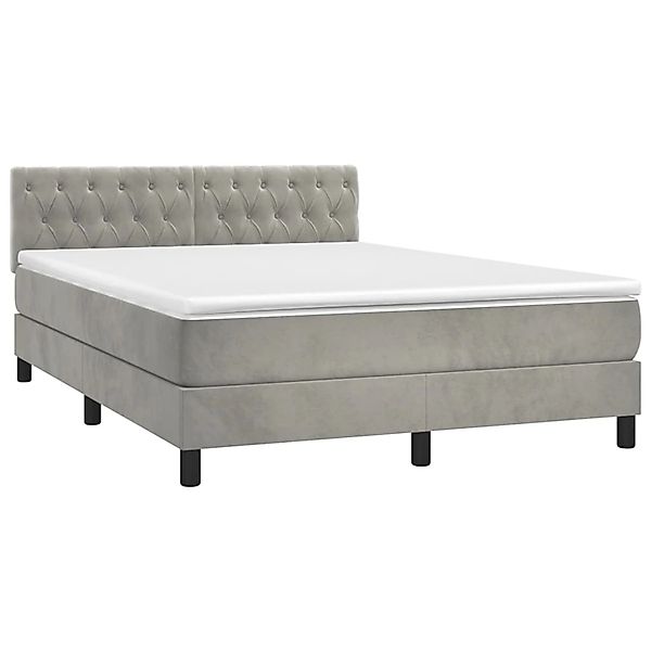 vidaXL Boxspringbett mit Matratze & LED Hellgrau 140x200 cm Samt 3134585 günstig online kaufen