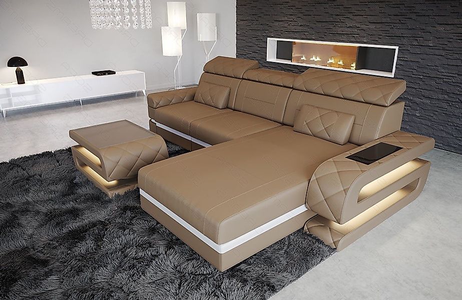 Sofa Dreams Ecksofa Ledersofa Bologna L Form Mini, Designersofa, Sofa mit L günstig online kaufen