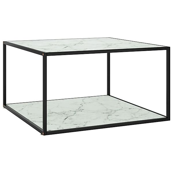 vidaXL Couchtisch Schwarz mit Weißem Glas Marmor-Optik 90x90x50 cm 322913 günstig online kaufen