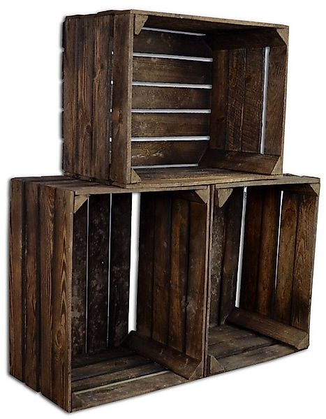 CHICCIE Holzkiste Regale (3 Set) Vintage Geflammt 50x40x30cm - Kisten (3 St günstig online kaufen