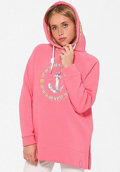 Zwillingsherz Hoodie "Strandglück Paillette" mit Anker-Motiv und "Moin"- Sc günstig online kaufen