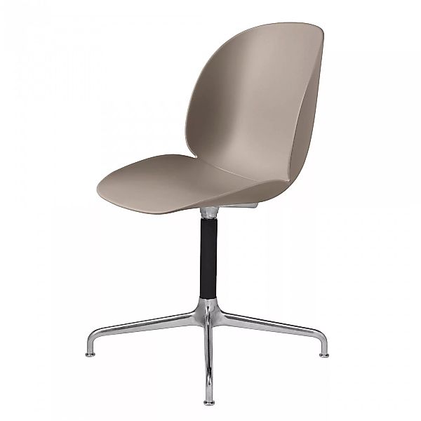 Gubi - Beetle Dining Chair Drehstuhl mit Kreuzgestell - neues beige/Sitz Po günstig online kaufen