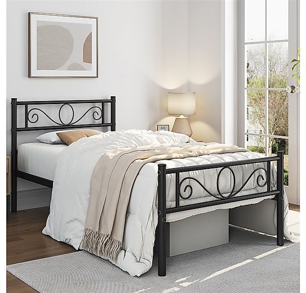 Yaheetech Bettgestell Metallbett mit Kopfteil, Einzelbett/Doppelbett Metall günstig online kaufen