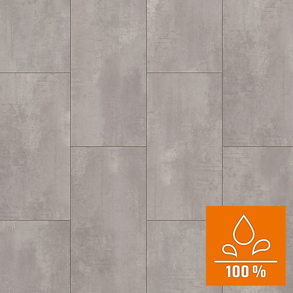 Excellent Plus Fliese Laminat 8 mm Wasserfest Ocean Beton Perlgrau günstig online kaufen