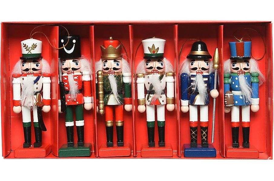 Kaemingk Christbaumschmuck, Baumschmuck Mix Nussknacker Holz 12.5cm, 6er Se günstig online kaufen