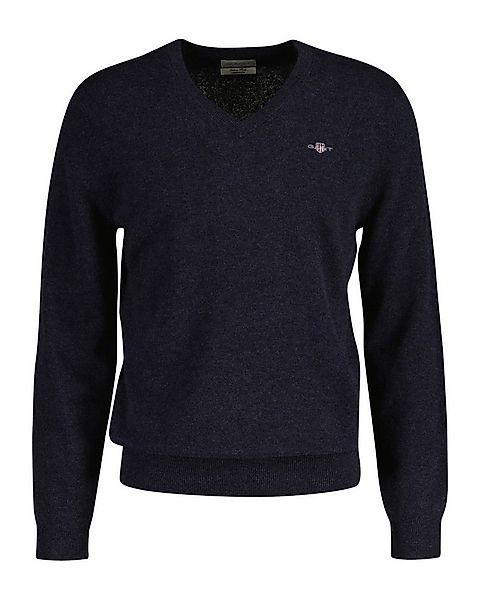Gant V-Ausschnitt-Pullover EXTRAFINE LAMBSWOOL V-NECK mit Logostickerei günstig online kaufen