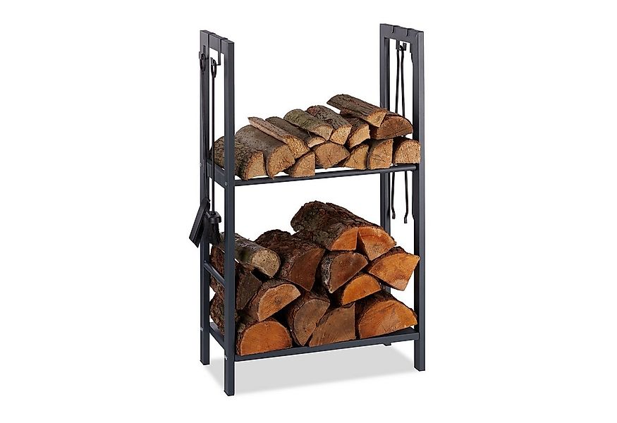 relaxdays Kaminholzregal mit 2 Ablage, BxTxH:60x30x100 cm, 100 x 60 x 30 cm günstig online kaufen