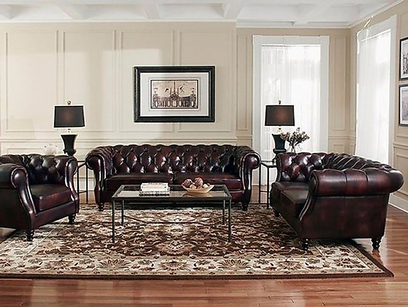 JVmoebel Chesterfield-Sofa Couch Polster Sofas Klassische Leder Sofagarnitu günstig online kaufen