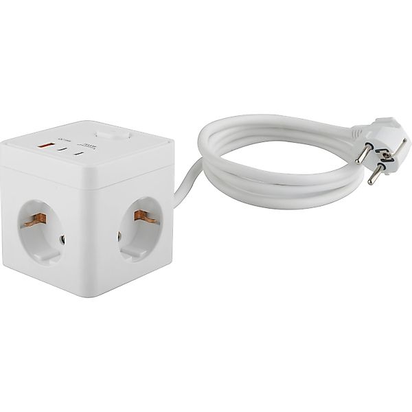 Steckdosenwürfel 6 in 1 mit 2 x USB-C und 1 x USB-A günstig online kaufen