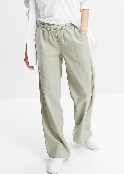 bonprix Palazzohose aus Leinen und Viskose, Loose Fit Passform, mit Smock-B günstig online kaufen