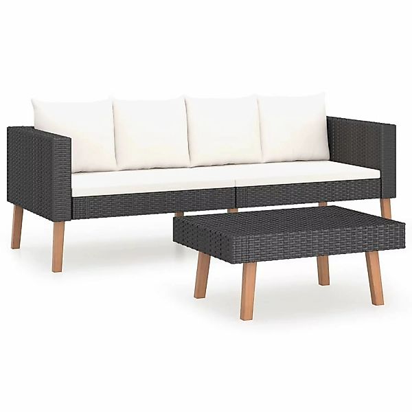 2-tlg. Garten-lounge-set Mit Auflagen Poly Rattan Schwarz günstig online kaufen