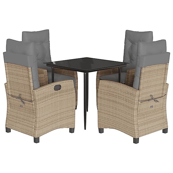 vidaXL 5-Tlg Garten-Essgruppe mit Kissen Beigemischung Poly Rattan 3212824 günstig online kaufen