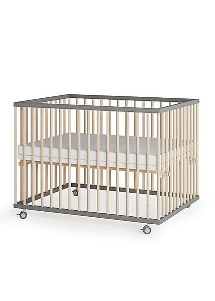 Sämann Babybett Laufgitter 75x100 cm Matratze Cloud Air Lattenrost grau/nat günstig online kaufen