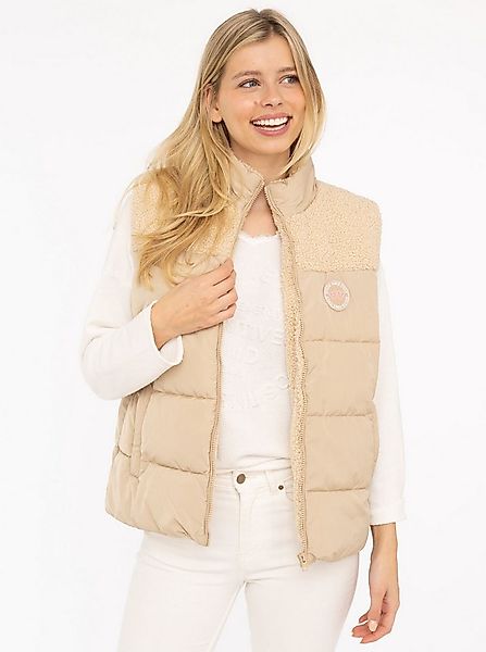 Zwillingsherz Steppweste "Good Vibes Only" mit Teddyplüsch, Reißverschluss, günstig online kaufen